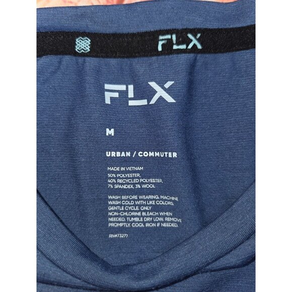 FLX Mens Urban Commuter Blue Crew T-Shirt Medium Polyester Wool Blend - Picture 5 of 7